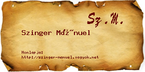 Szinger Mánuel névjegykártya